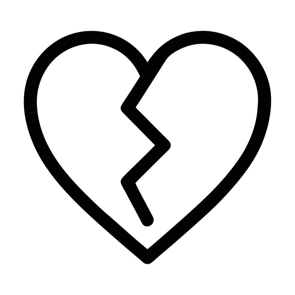 Broken Heart Outline Symbol For Sadness Depression And Mental Health Awareness Concept vector