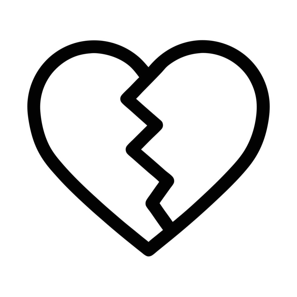 Simple Black And White Broken Heart Icon Grief Concept Illustration vector