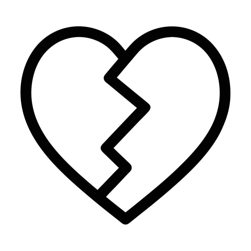 Broken Heart Outline Icon Symbol Of Love And Loss Separation Concept vector