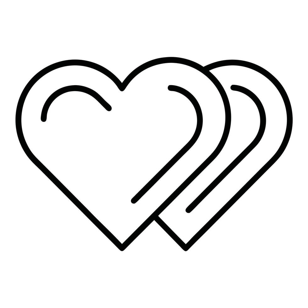 Minimalist Two Hearts Overlapping Outline Design Symbolizing Love And Connection vector