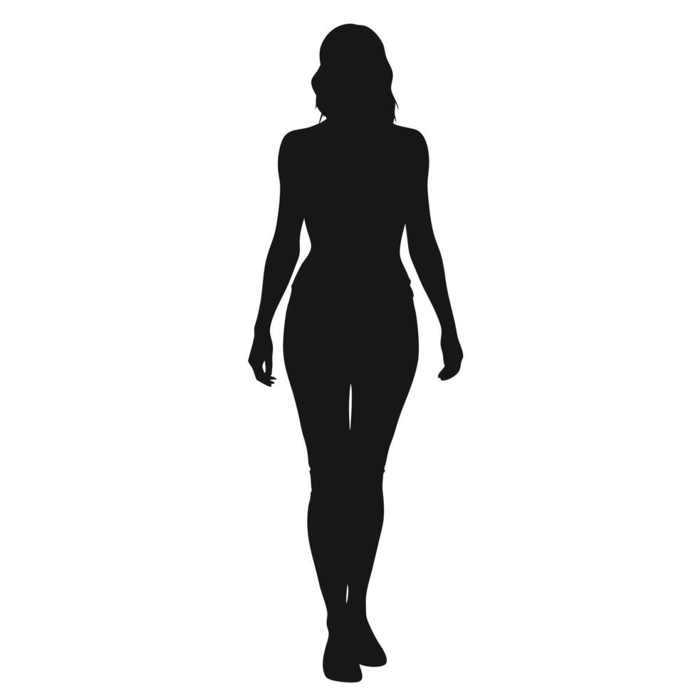 Woman Silhouette Walking Forward Isolated On White Background Fashion Design vector