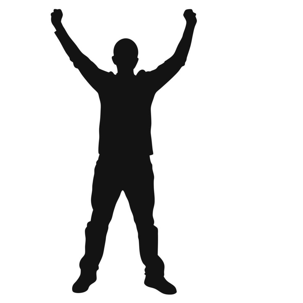 Silhouette Of Person Celebrating Victory Or Success Isolated On White Background vector