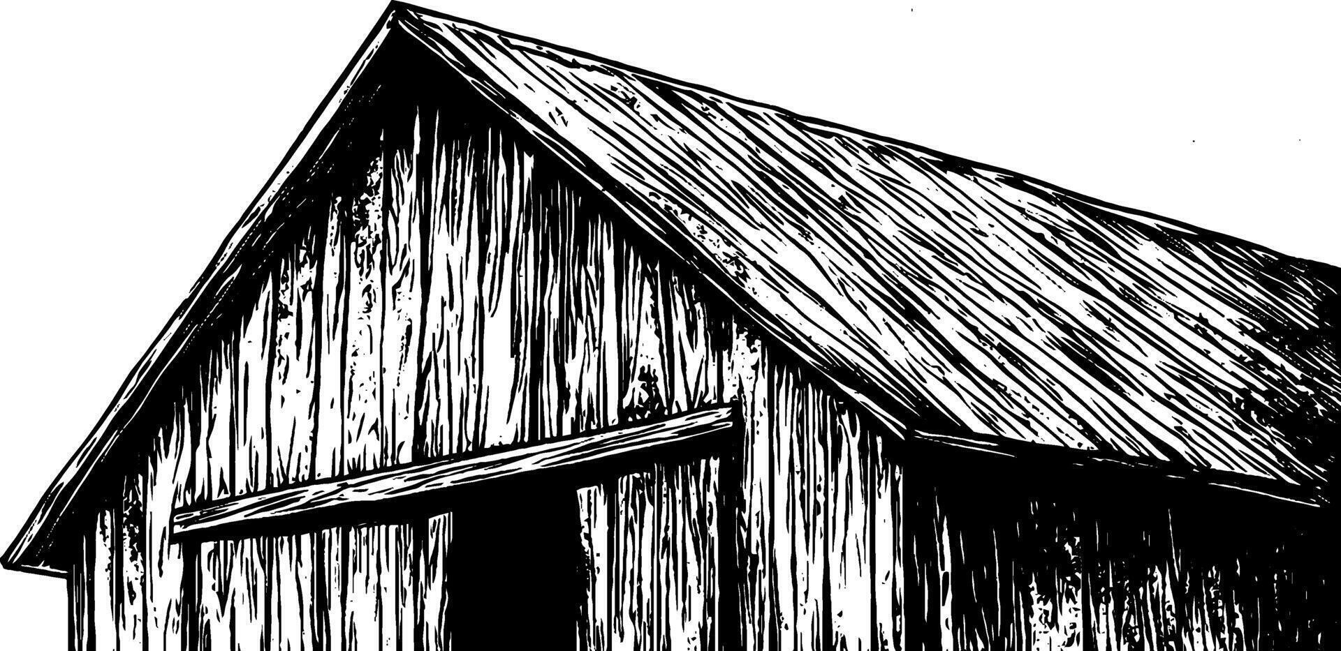 Vintage woodcut illustration showcasing a rustic barn with a weather vane vector