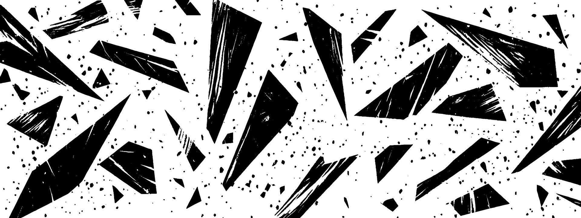 Vintage woodcut illustration featuring scattered pieces resembling confetti and geometric shapes vector