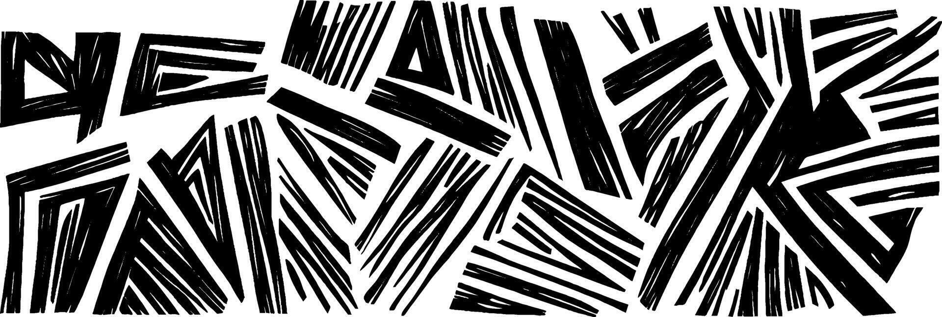 Vintage woodcut illustration showcasing intriguing abstract geometric patterns and shapes vector