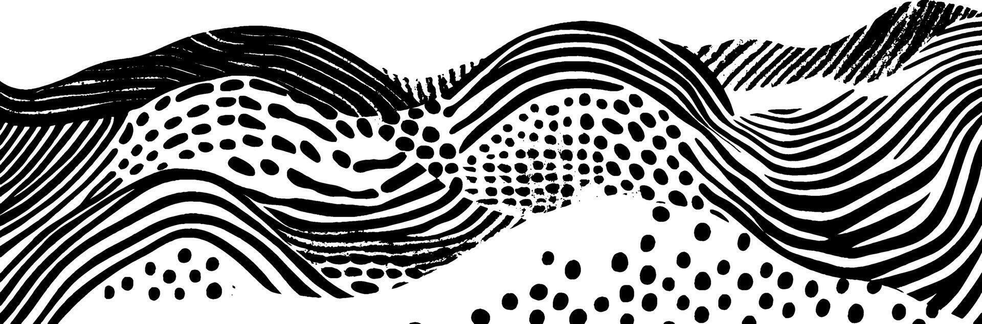 Continuous polka design featuring vintage woodcut style patterns with distinct textures vector