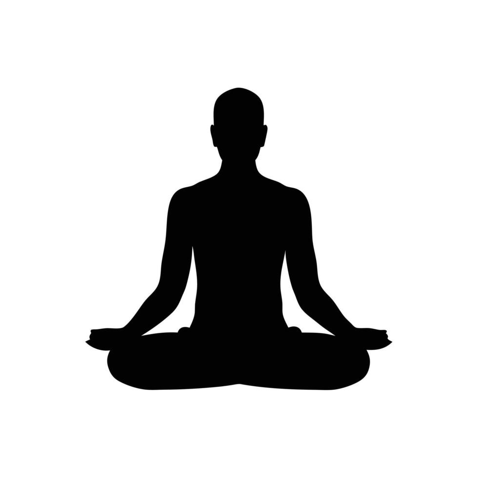Silhouette Of Person In Lotus Position Practicing Meditation For Health And Wellness vector