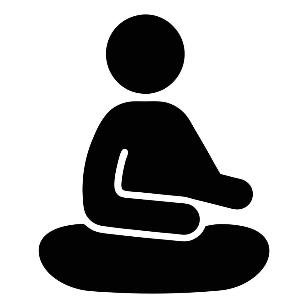 Meditating Person Illustration Icon Sitting In Lotus Position For Relaxation Practice vector