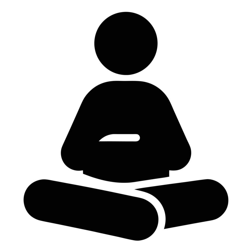 Person Meditating In Lotus Position Yoga Silhouette Zen Practice Icon vector