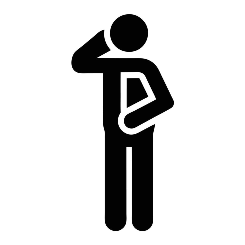 Stick Figure Holding Book Thinking Or Considering Icon For Presentations Design vector