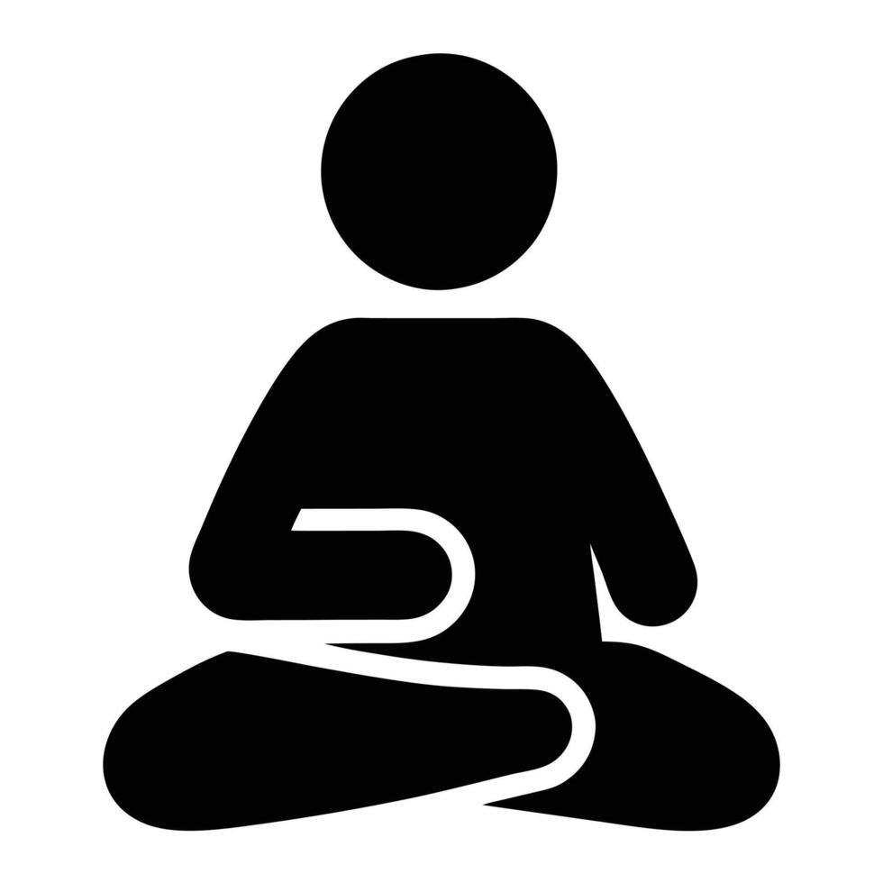 Silhouette Person In Lotus Position For Meditation Mindfulness And Relaxation vector