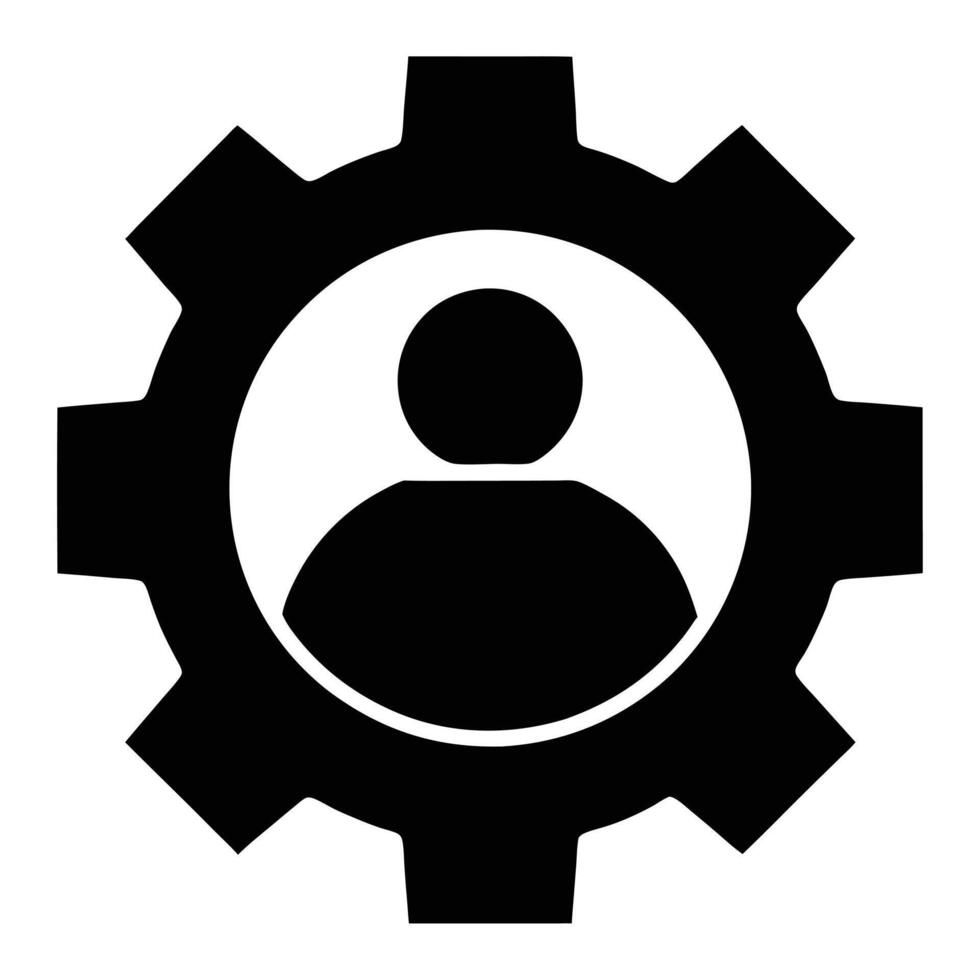 Person Inside Cogwheel Icon Symbol For Management And Settings Concept vector