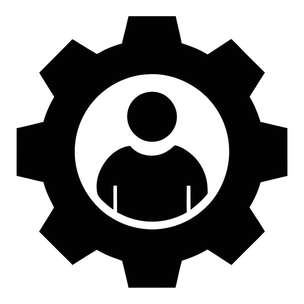 User Profile Icon Inside Gear Shape,Settings And Personalization Concept vector