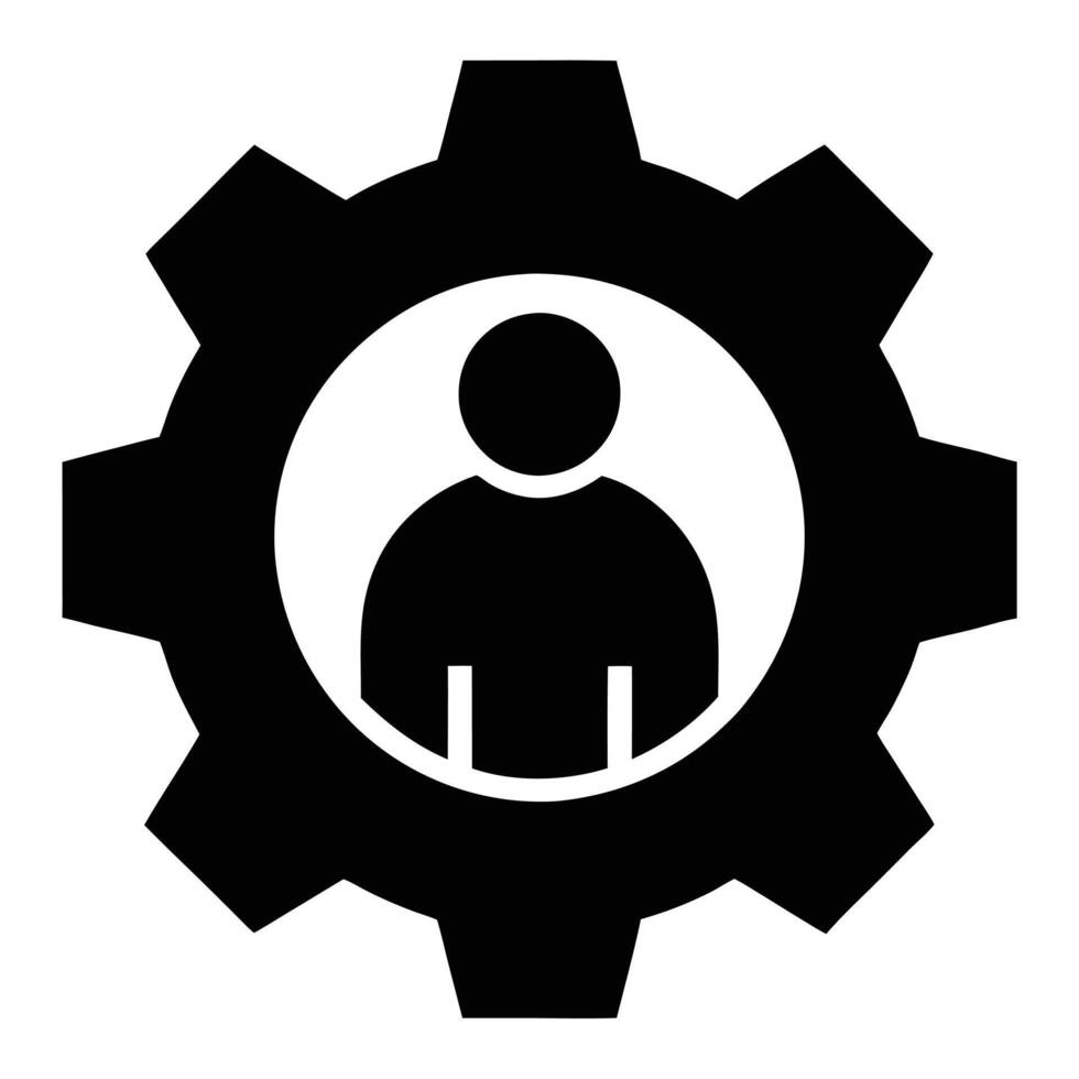 User Inside Gear Icon For Configuration And Management Illustration vector
