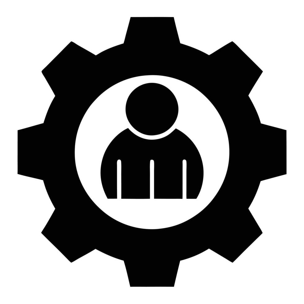 User Management Settings Icon In Gear Shape Configuration For Business Technology vector