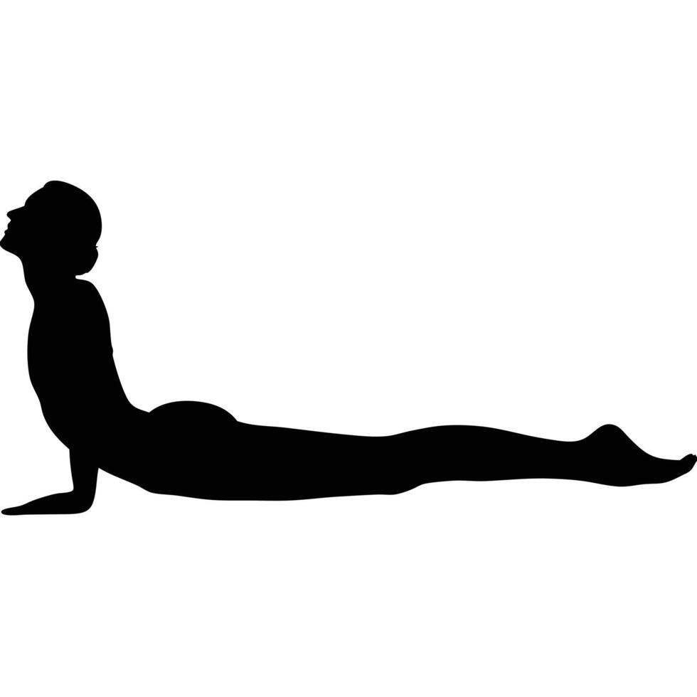 Silhouette Of Woman Practicing Upward Facing Dog Yoga Pose Illustration vector