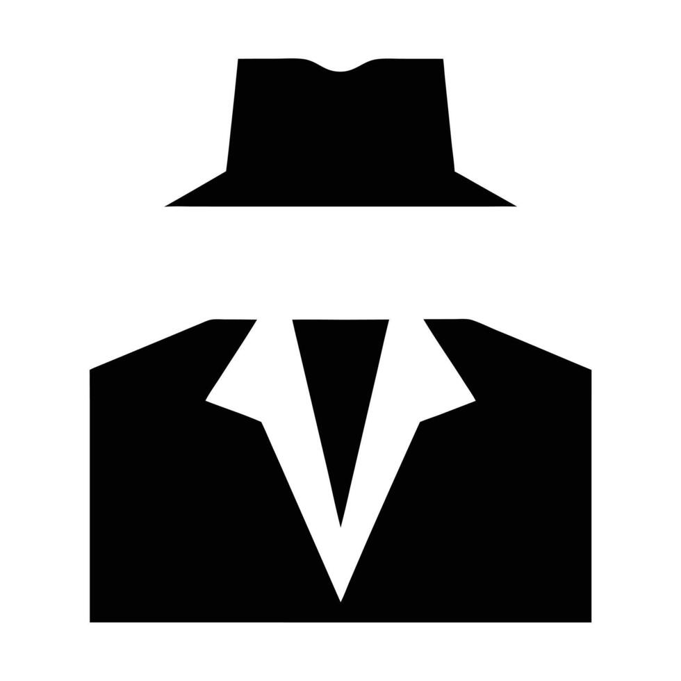 Anonymous Person Silhouette Wearing Hat And Suit Minimalist Graphic Representation vector