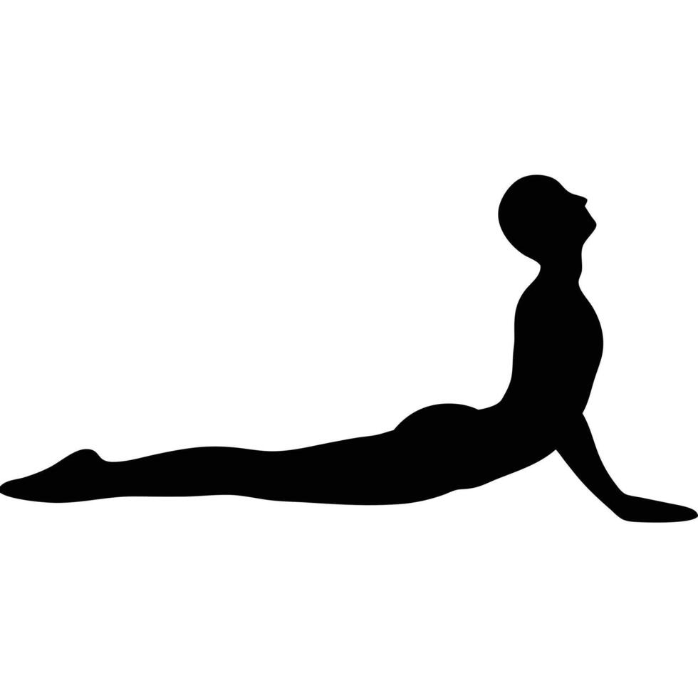 Yoga Position Silhouette Of A Person Performing The Cobra Pose Exercise Stretching vector