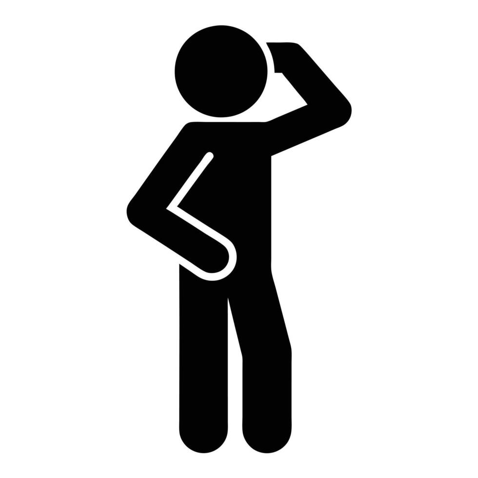 Thinking Man Pictogram Illustration Expressing Confusion Or Deliberation Isolated On White Background vector