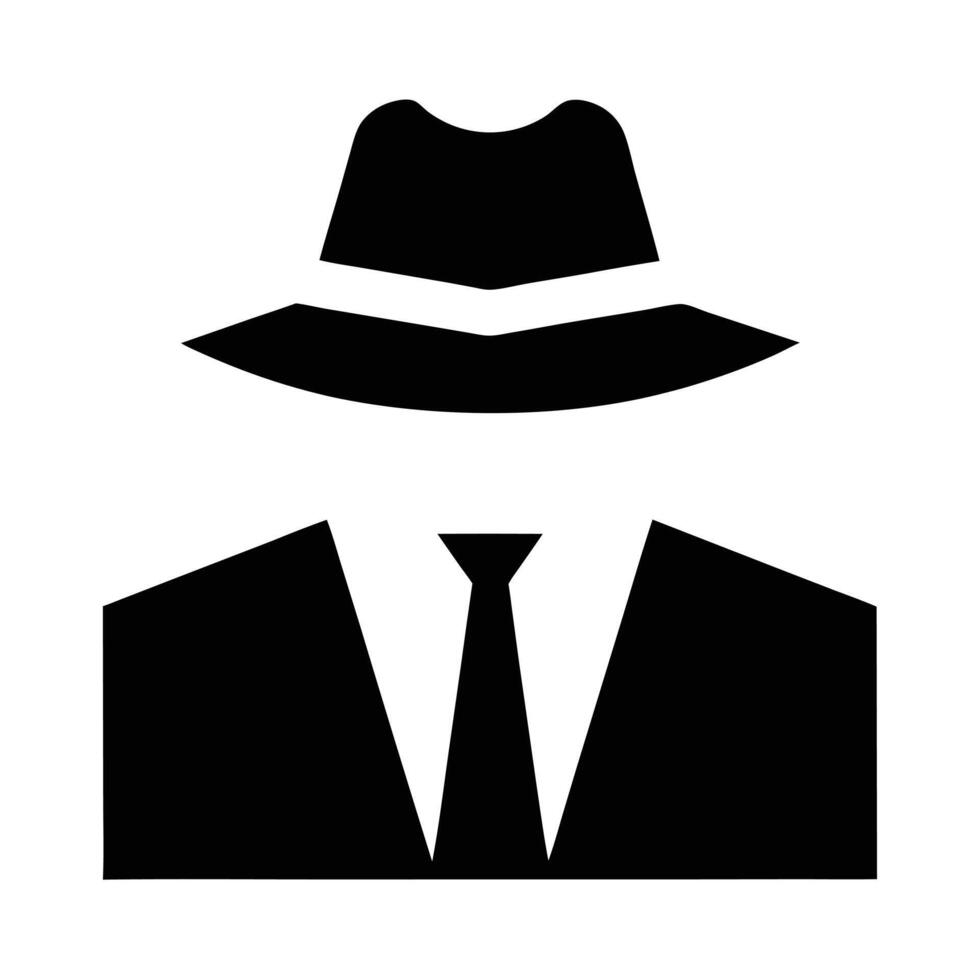 Minimalist Icon Of A Mysterious Man Wearing Hat Suit And Tie vector