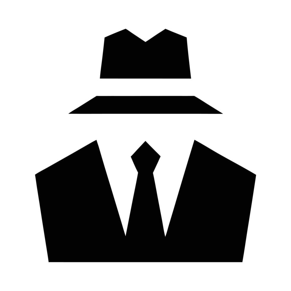 Silhouette Of Mysterious Person Wearing Hat And Suit Icon Illustration Art vector