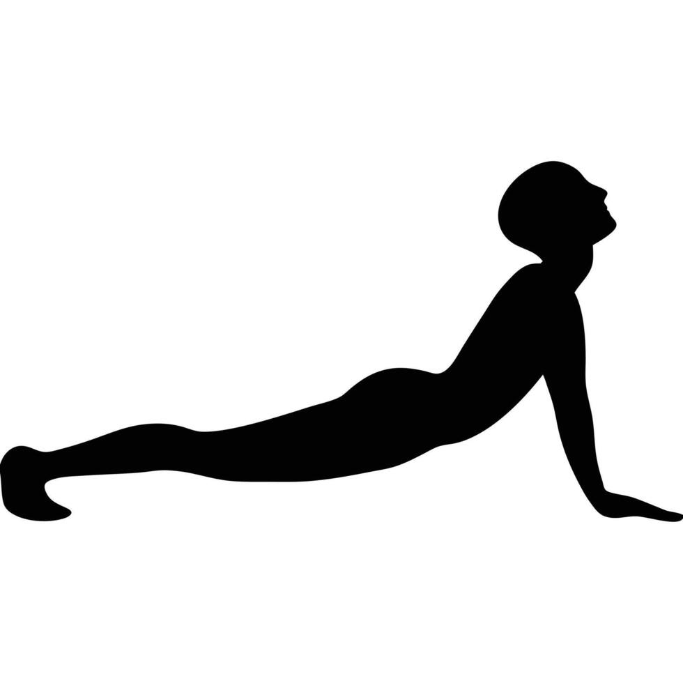Silhouette Of Person Performing Upward Facing Dog Yoga Pose Graphic vector