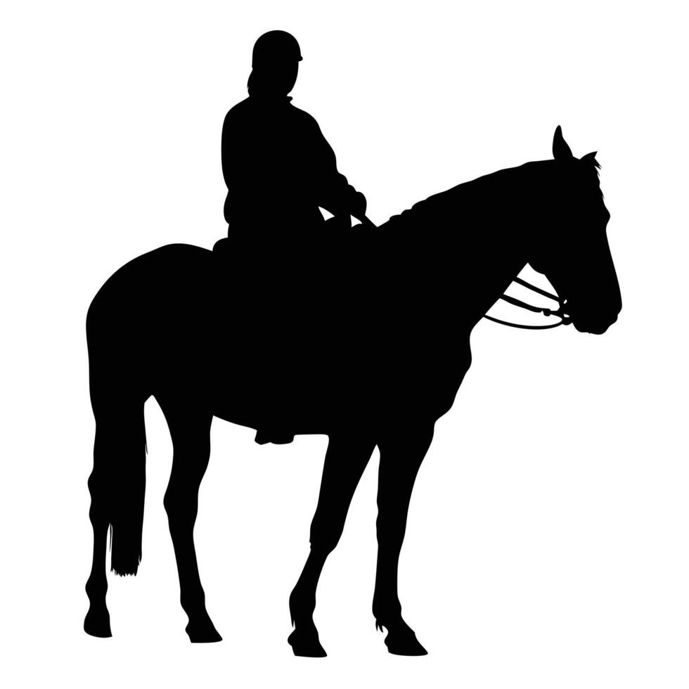Silhouette Of A Horse And Rider Equestrian Sport Artistic Black Design vector