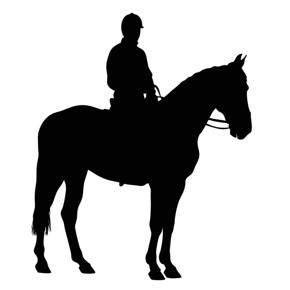 Silhouette Illustration Of Horse And Rider On White Background Equestrian Sport vector