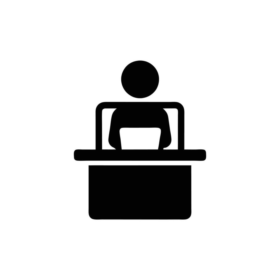 Person Working At Desk Icon Office Employee Illustration Flat Design vector
