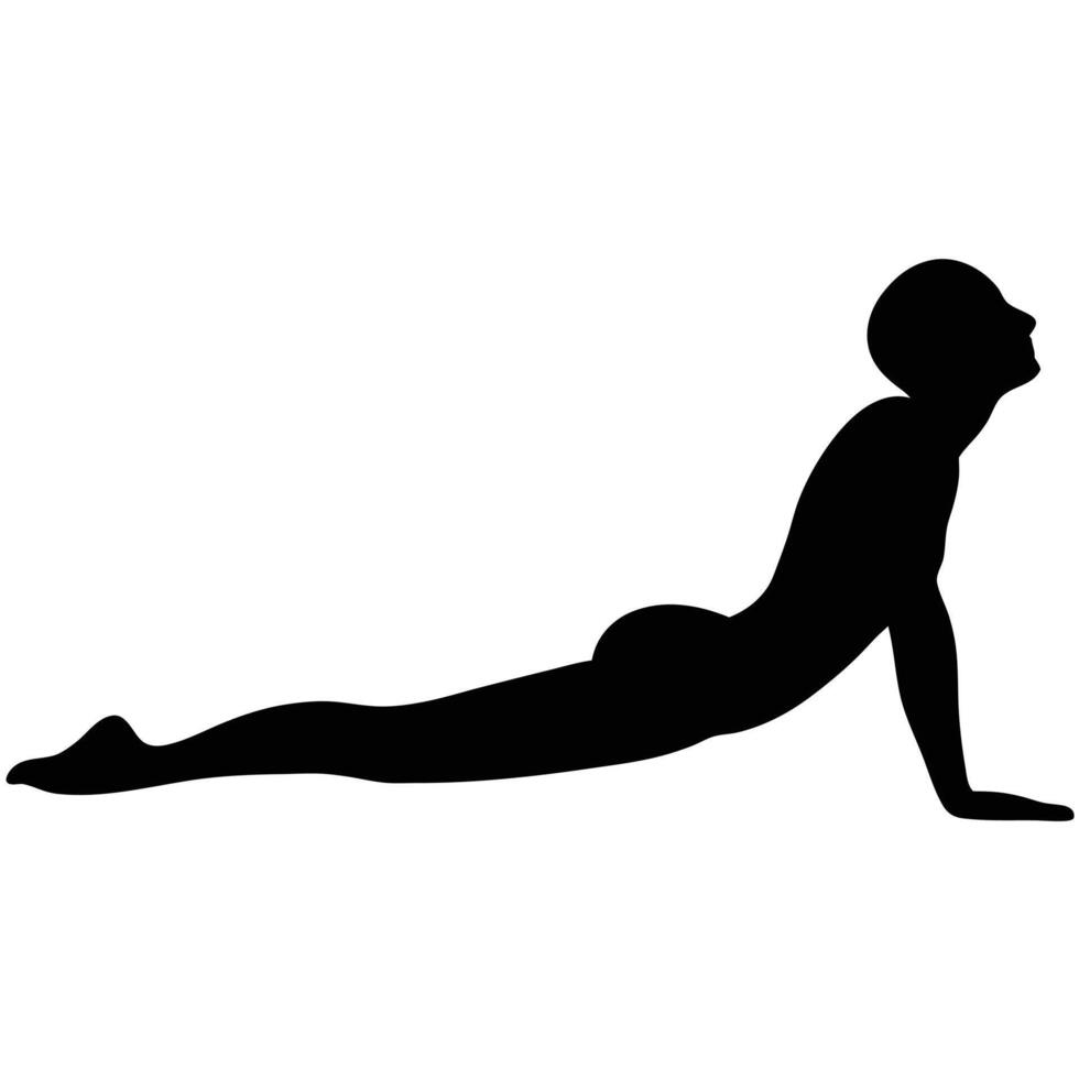Upward Facing Dog Pose Yoga Silhouette Wellness And Healthy Lifestyle Graphic vector