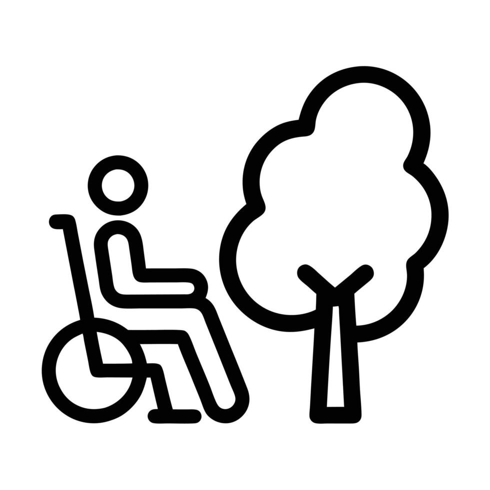 Person In Wheelchair Outdoors Enjoying Nature Accessibility And Inclusion Icon vector