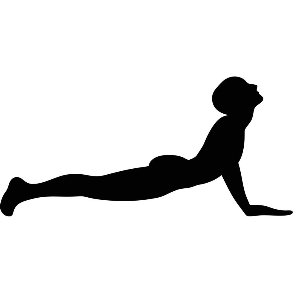 Silhouette Of Person Practicing Yoga Upward Facing Dog Pose Illustration vector