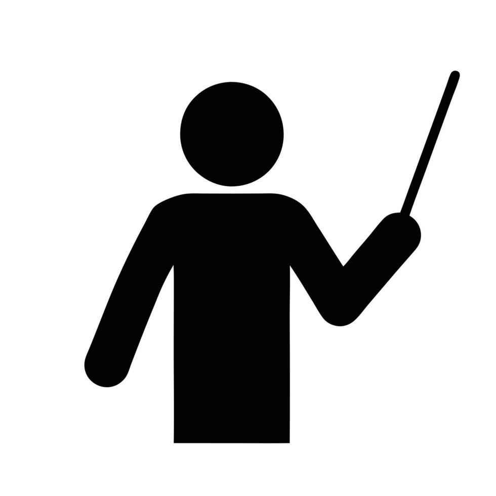Simple Black Silhouette Of A Person Holding A Pointer Or Stick vector