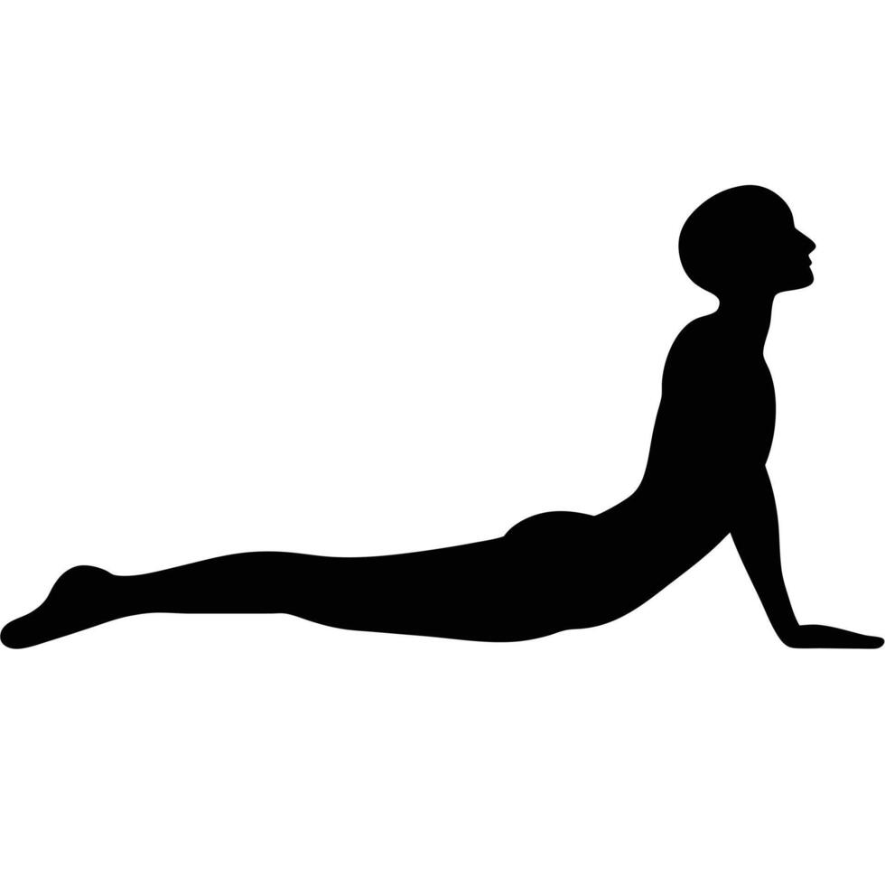 Silhouette Of Person Performing Yoga Upward Facing Dog Pose Isolated vector