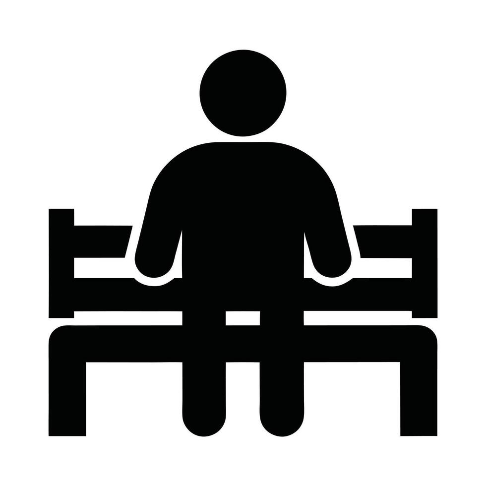 Person Sitting On Bench Pictogram Solitude Relaxation And Recreation Concept Design vector