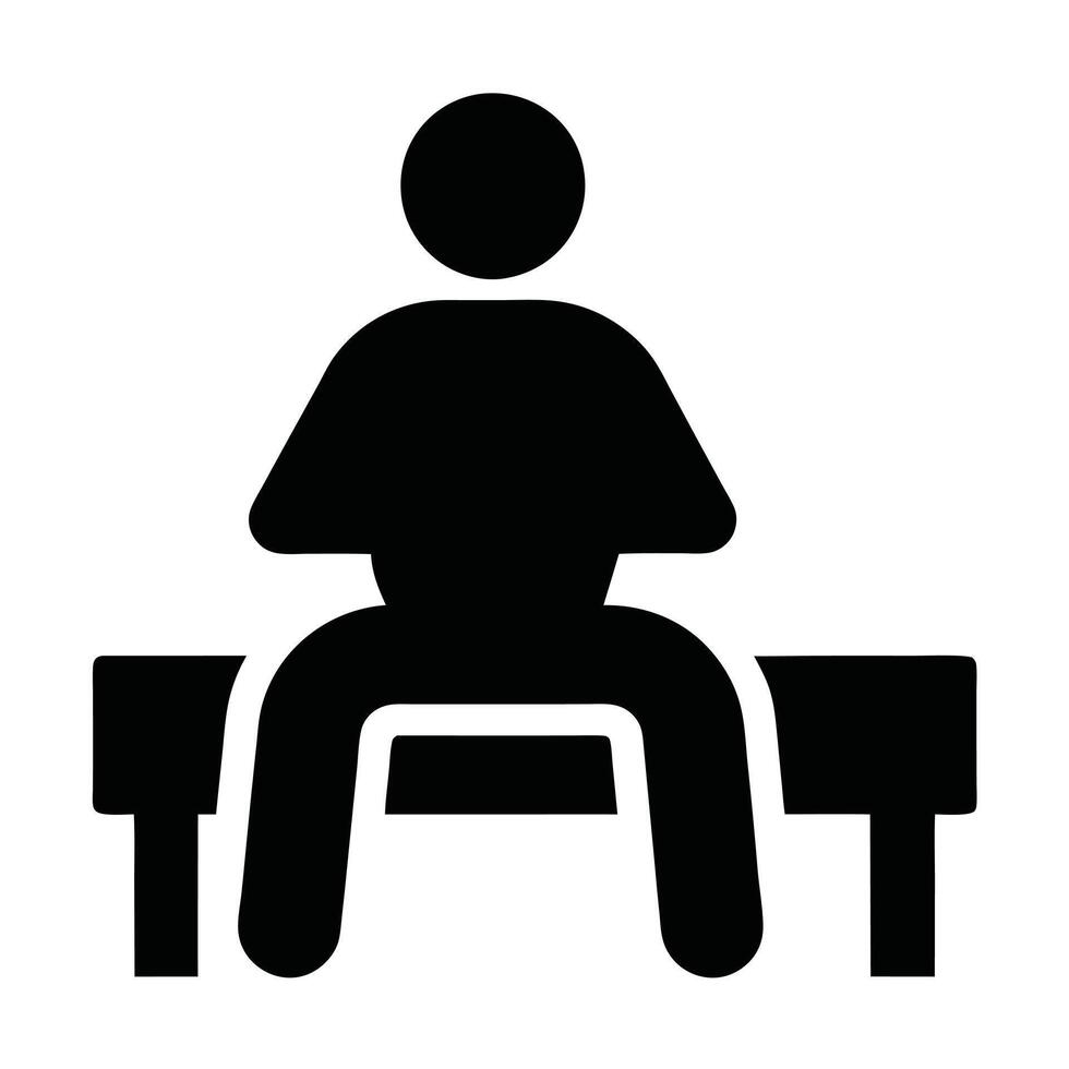 Silhouette Icon Of Person Sitting On Bench Rest And Relaxing vector