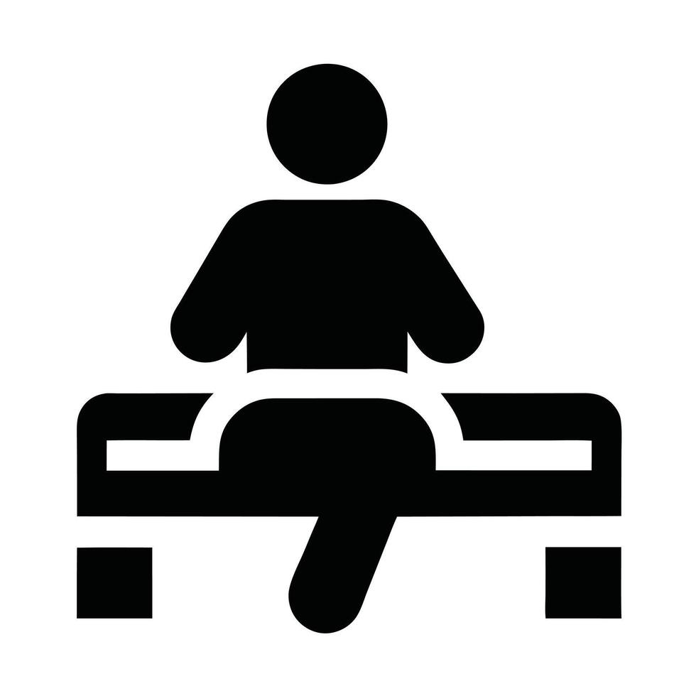 Person Sitting On Bench Icon Silhouette Resting In A Park vector