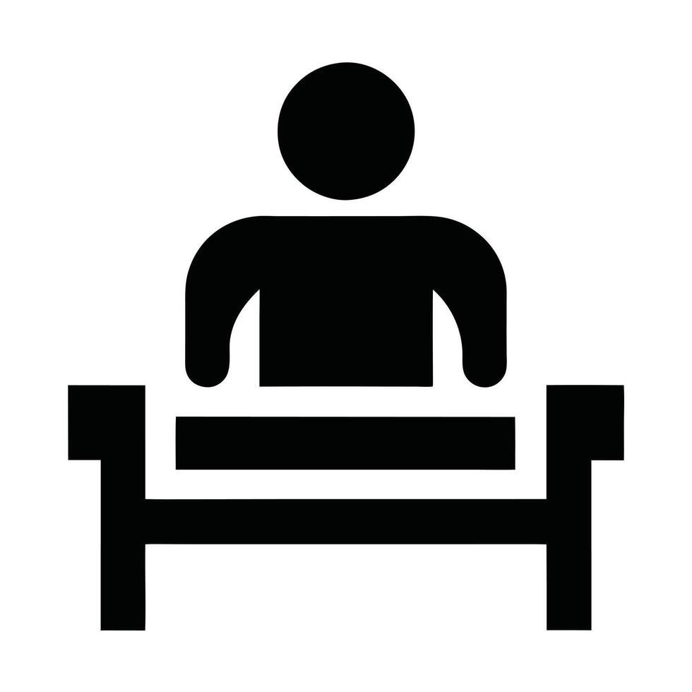 Black Glyph Icon Of Person Sitting On Bench Illustration vector