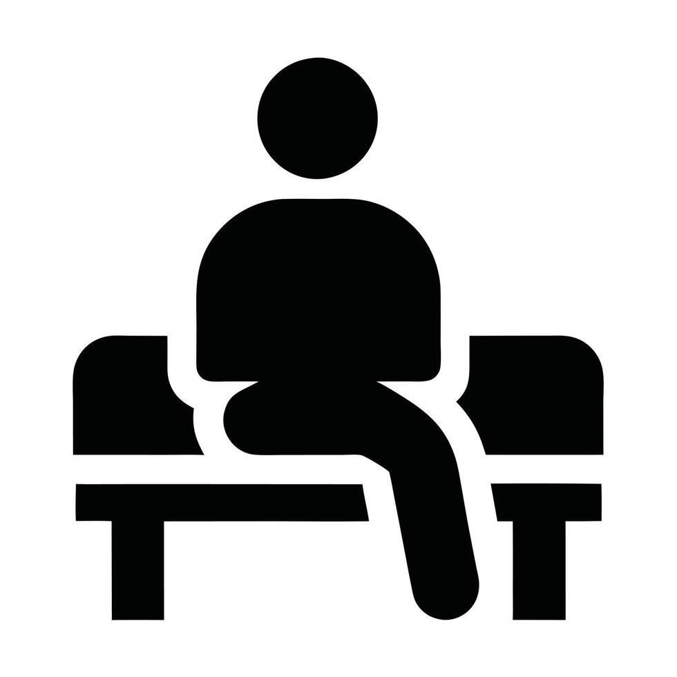 Silhouette Person Sitting On Bench Symbol Sign Icon Isolated vector