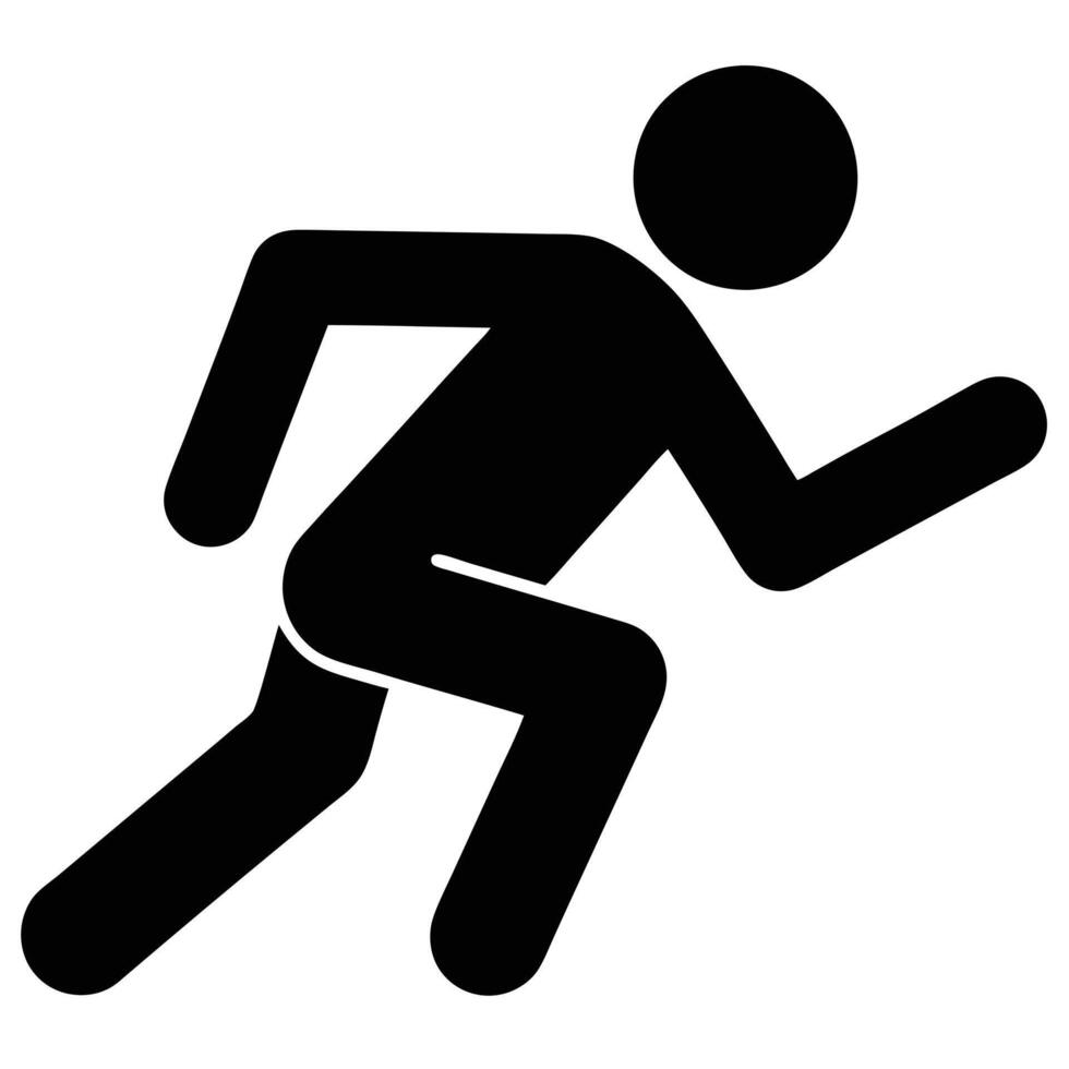 Simple Black Silhouette Of A Running Person Illustration Graphic Design vector