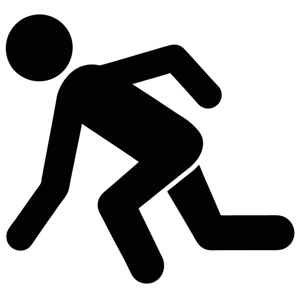 Falling Runner Pictogram Silhouette Man Tripping Down Graphic Black And White vector