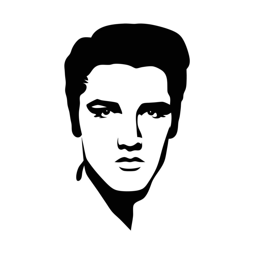 Elvis Presley Portrait Silhouette Illustration Isolated On White Background vector