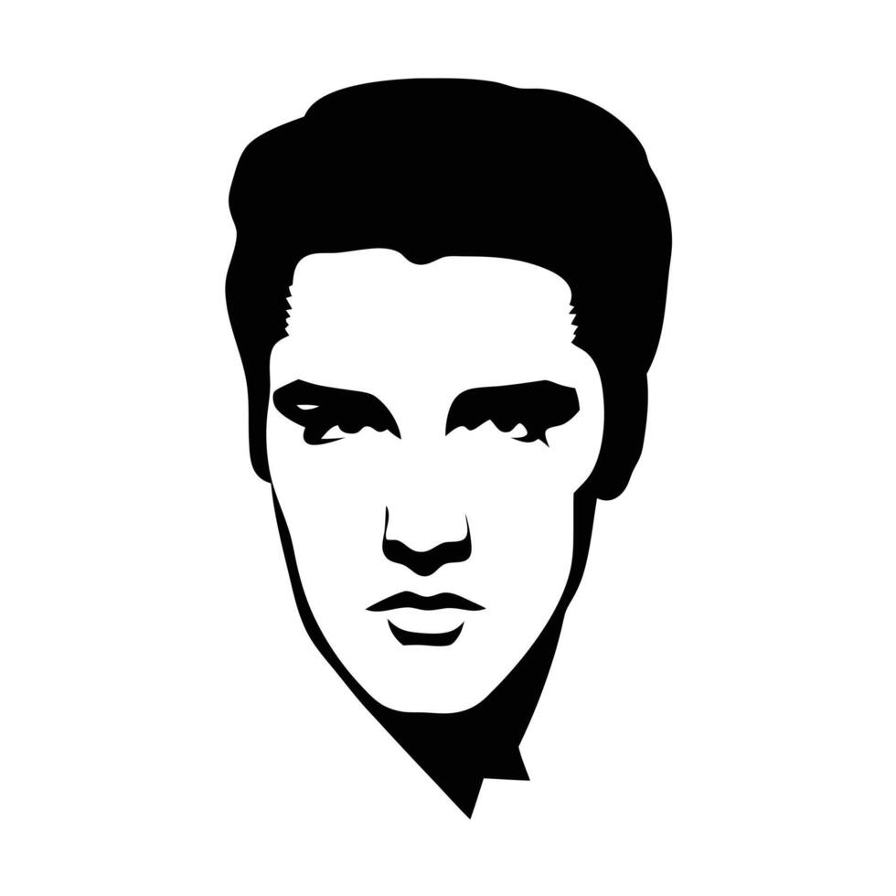 Iconic Elvis Presley Silhouette Portrait In Black And White Pop Art Style vector