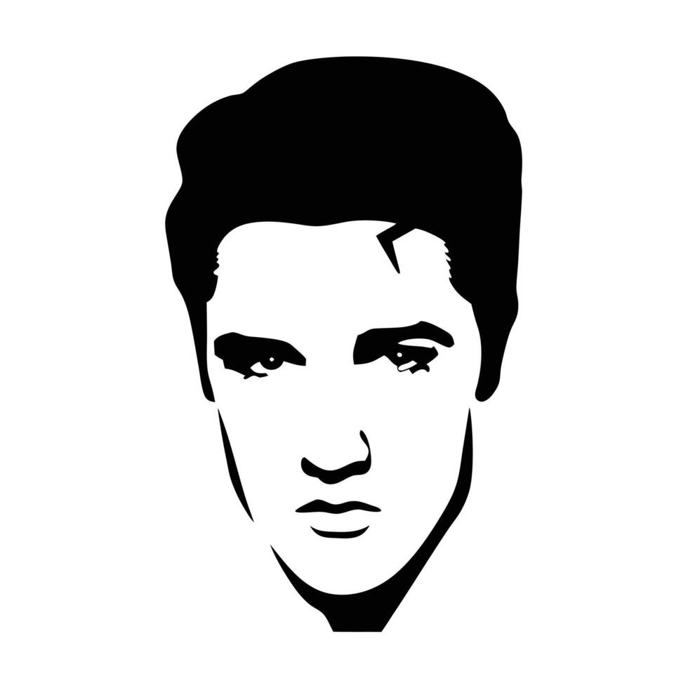 Iconic Elvis Presley Portrait Minimalist Black And White Illustration Art vector