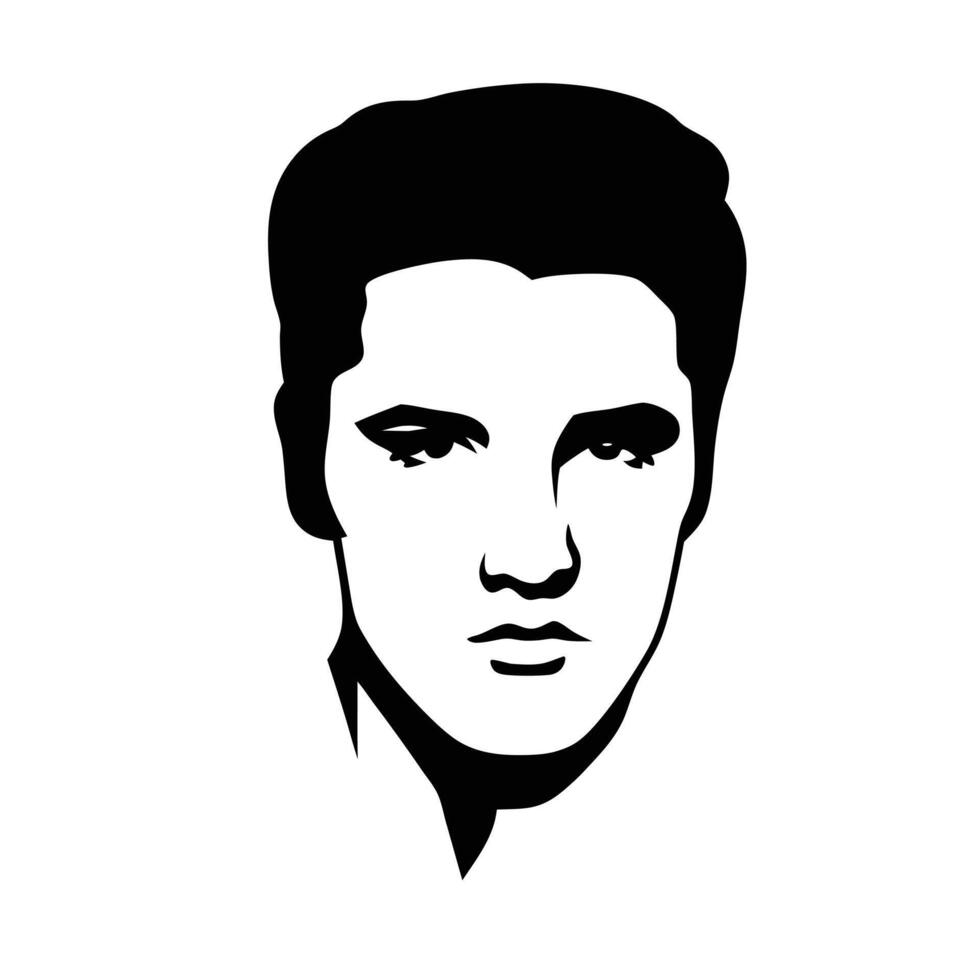 Elvis Presley Portrait In Black And White Illustration Art Design vector