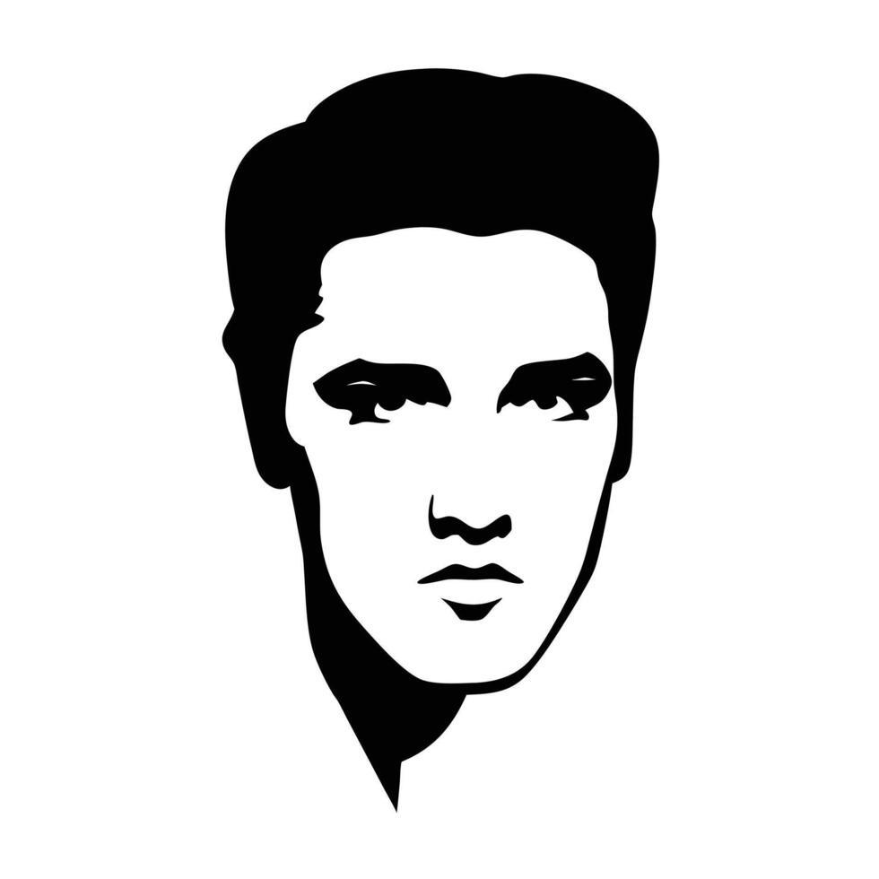 Elvis Presley Black And White Portrait Icon Illustration Digital Art vector