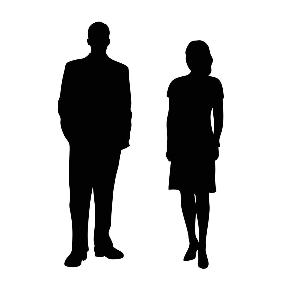 Business Man And Woman Silhouette Standing Together On A White Background vector