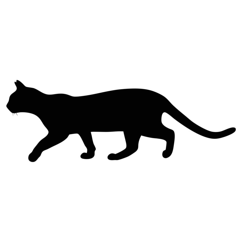 Walking Black Cat Silhouette Illustration Graphic Resource For Halloween And Pet Projects vector