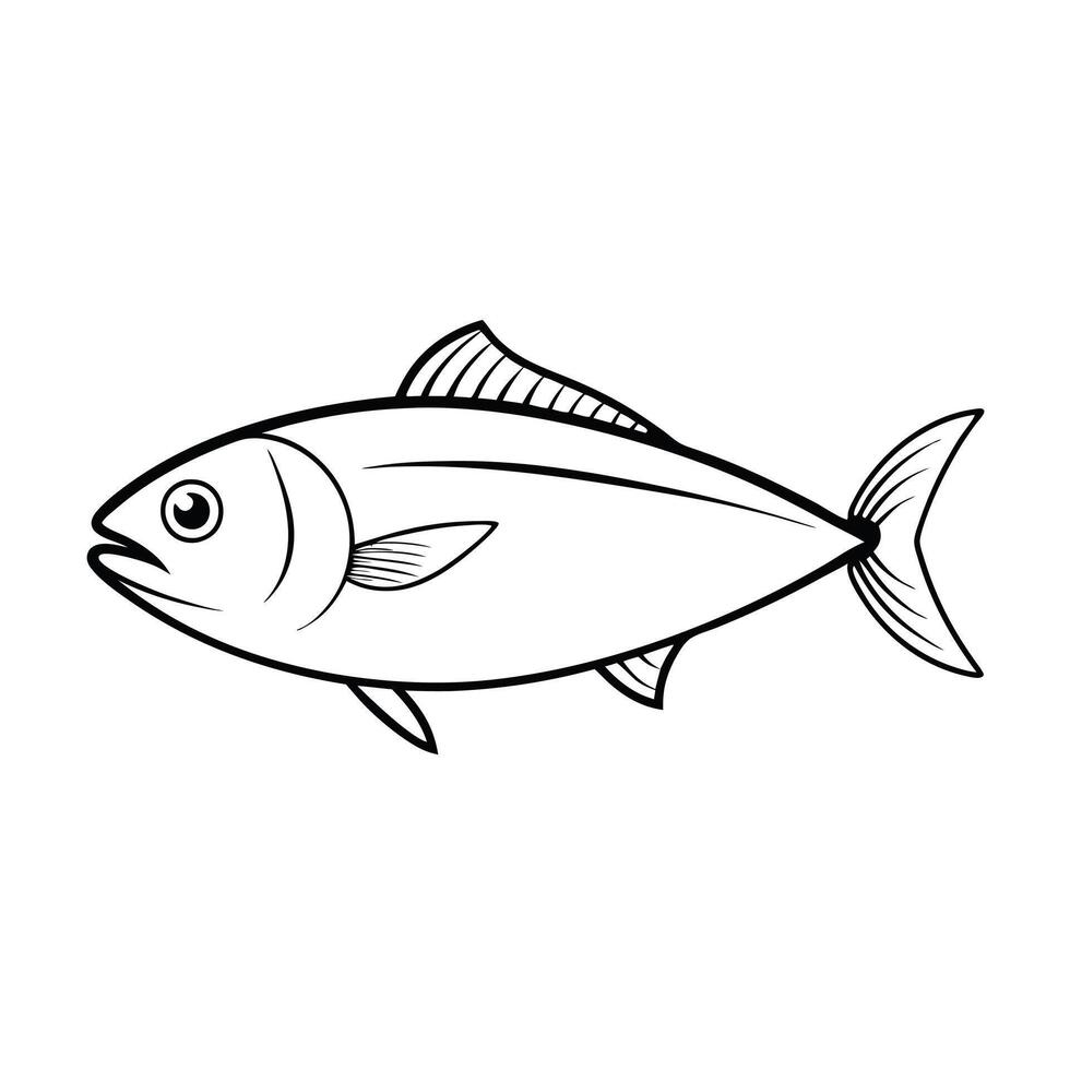 Tuna Fish Line Art Illustration For Seafood Design And Fishing Themed Projects vector
