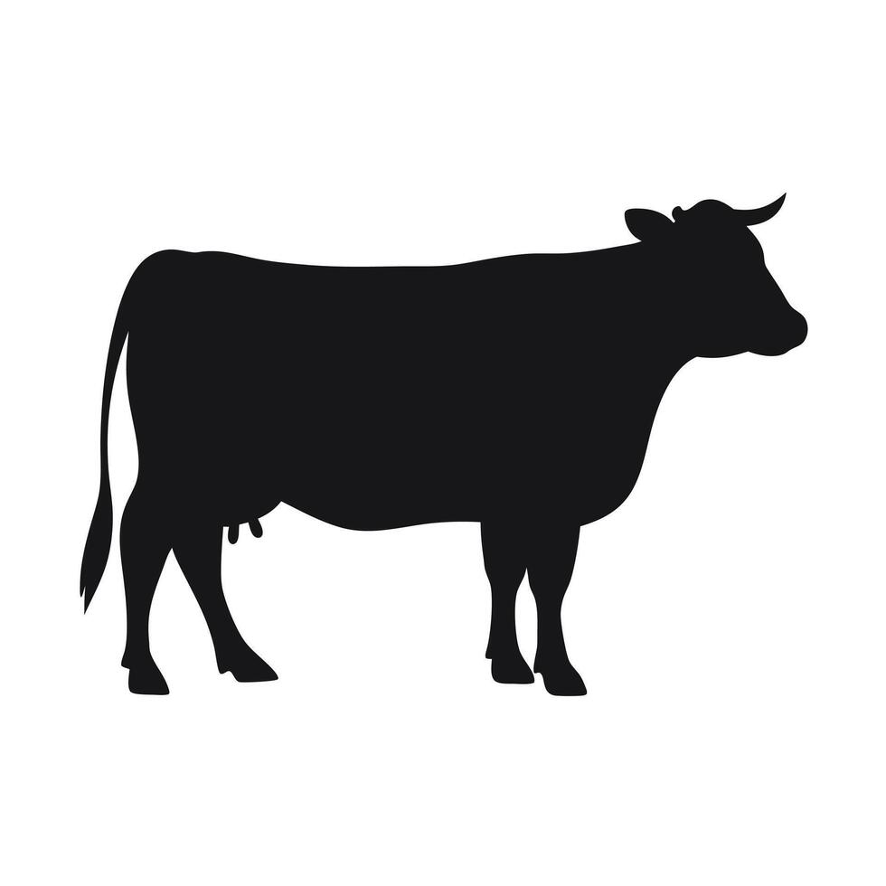 Silhouette Of A Dairy Cow Standing Isolated On White Background Graphic vector